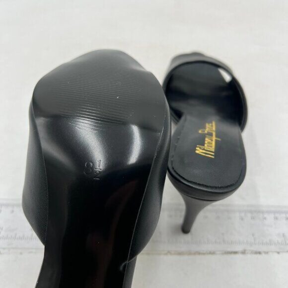 Milooey shoes Women's Kitten Low Heels Peep Toe Heeled Slide Sandals - Picture 6 of 8